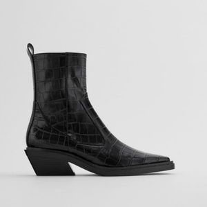 Zara animal print cowboy boots